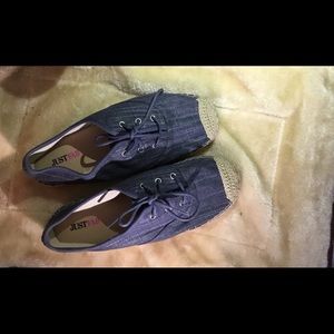 Denim lace up fashion sneakers